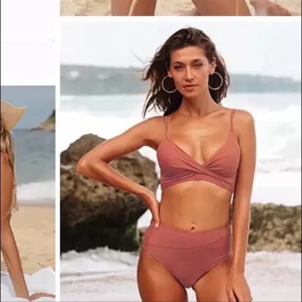 Take Me Out To Play Push Up Sexy Hold + High Waisted Twist Bikini In Sienna - Picture 3 of 9
